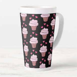Taza De Café Latte Cupcakes Cupcakes Rosa Y Negro