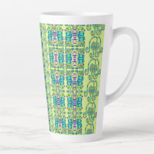Taza De Café Latte Cupflowers Florales Variados