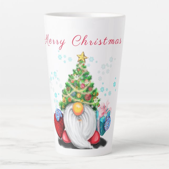 Taza De Café Latte Cúpula con Gorra y regalo de árbol de Navidad (Anverso)