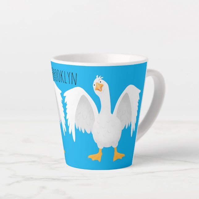Taza De Café Latte Curioso ilustracion de personalizado ganso domésti (Ángulo derecho)