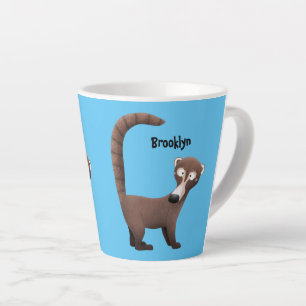 Taza De Café Latte Curioso ilustracion personalizado de coatimundi