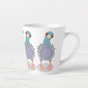 Taza De Café Latte Curioso ilustracion personalizado de palomas