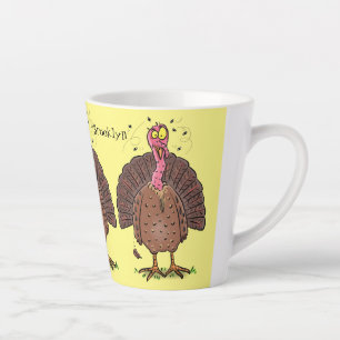 Taza De Café Latte Curioso pavo de corral marrón con personalizado de