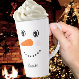 Taza De Café Latte Curioso rostro feliz Navidades de Snowman Coco cal