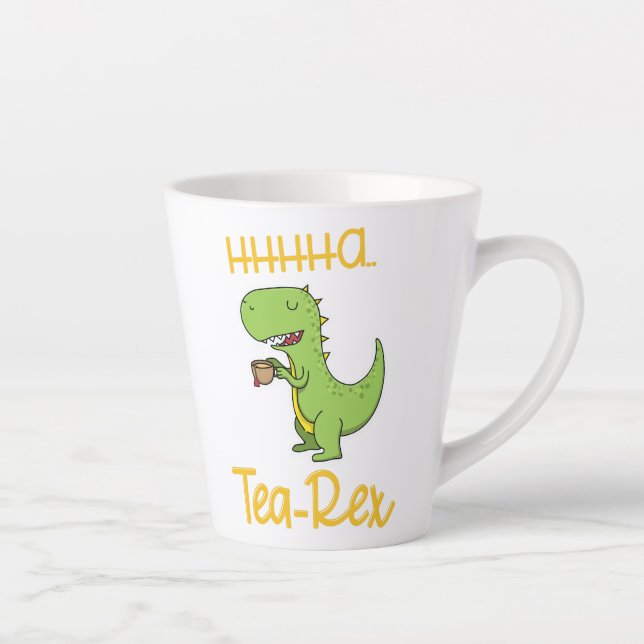 Taza De Café Latte Curioso Tea Rex Tyrannosaurus Dinosaur Sipping (Derecha)
