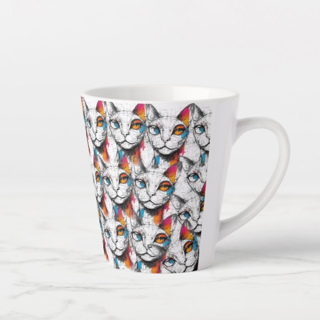 Taza De Café Latte Curious Kitty (Derecha)