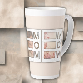 Taza De Café Latte Custom best Mom 3 Photo Grid Birthday Keepsake
