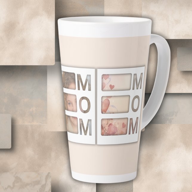 Taza De Café Latte Custom best Mom 3 Photo Grid Birthday Keepsake (Subido por el creador)