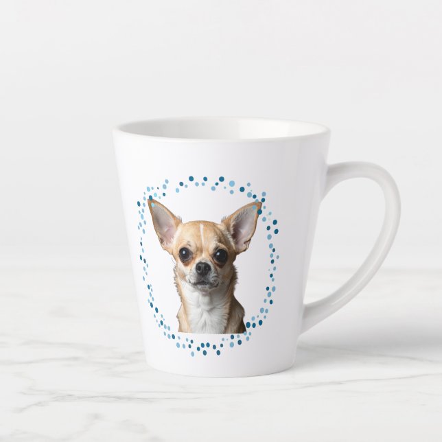 Taza De Café Latte Custom Blue Chihuahua Mug Photo Personalized (Derecha)
