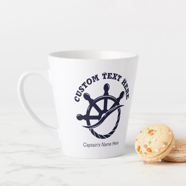 Taza De Café Latte Custom Captain Boat Nautical Gift (In situ)