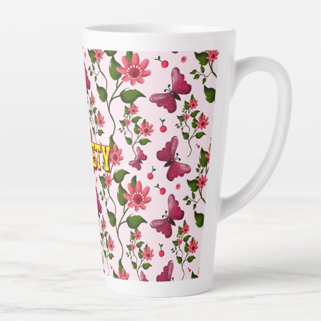 Taza De Café Latte Custom floral butterfly pattern  (Derecha)