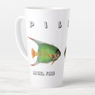 Taza De Café Latte Custom Green Angel Fish Pisces Astrological Sign