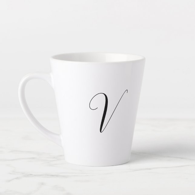 Taza De Café Latte Custom monogram script initial (Izquierda)