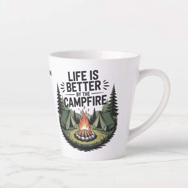 Taza De Café Latte Custom Name Camping (Derecha)