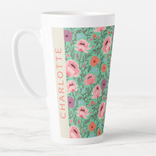 Taza De Café Latte Custom Name Wildflower Floral Cottagecore Personal