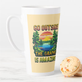 Taza De Café Latte Custom Outdoor Nature Scene Pixel Art Graphic 