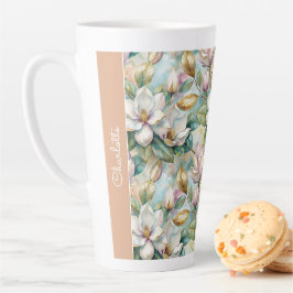 Taza De Café Latte Custom Pattern Elegant Magnolia Flowers