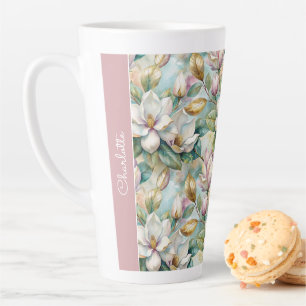Taza De Café Latte Custom Pattern Elegant Magnolia Flowers