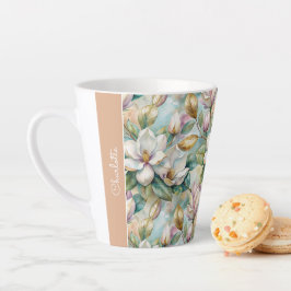 Taza De Café Latte Custom Pattern Elegant Magnolia Flowers