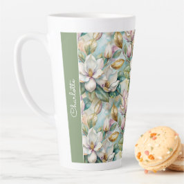 Taza De Café Latte Custom Pattern Elegant Magnolia Flowers