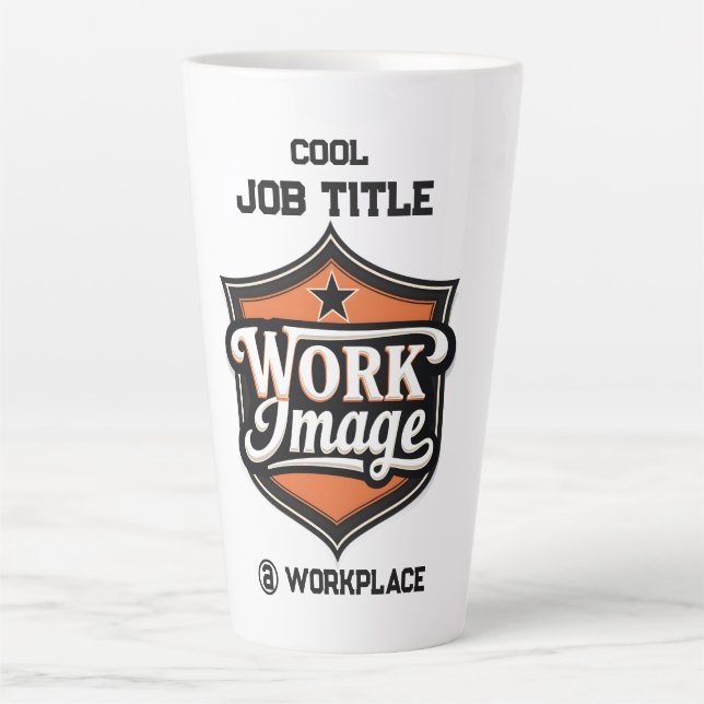 Taza De Café Latte Custom Photo Personalized Job Title & Workplace  (Anverso)