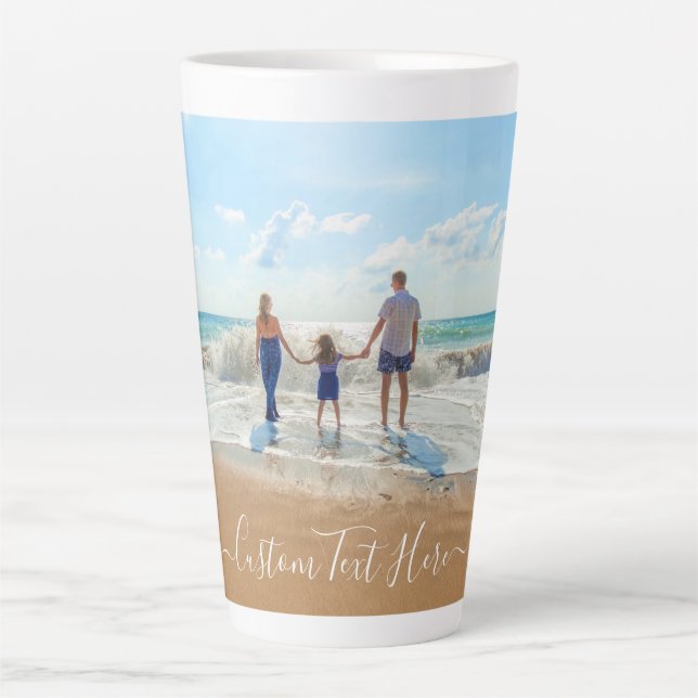 Taza De Café Latte Custom Photo Text Latte Mug with Your Photos (Anverso)