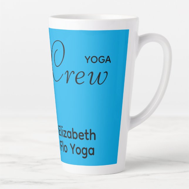 Taza De Café Latte Custom Print Yoga Crew Azure Blue (Derecha)