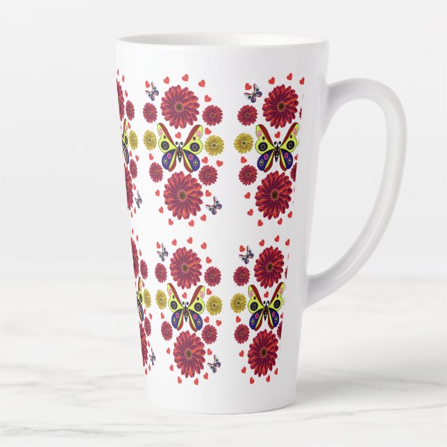 Taza De Café Latte Custom Spring Butterfly Floral Gift  (Derecha)