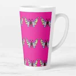 Taza De Café Latte Custom Vibrant Modern Folk Butterfly Art