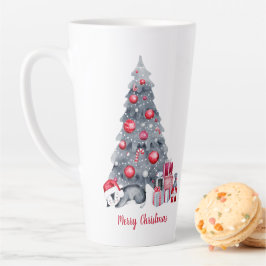Taza De Café Latte Cuta acuarela Pingüino Soñando Navidades