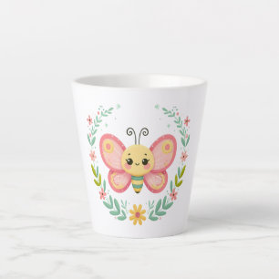 Taza De Café Latte Cuta, primavera/mariposa