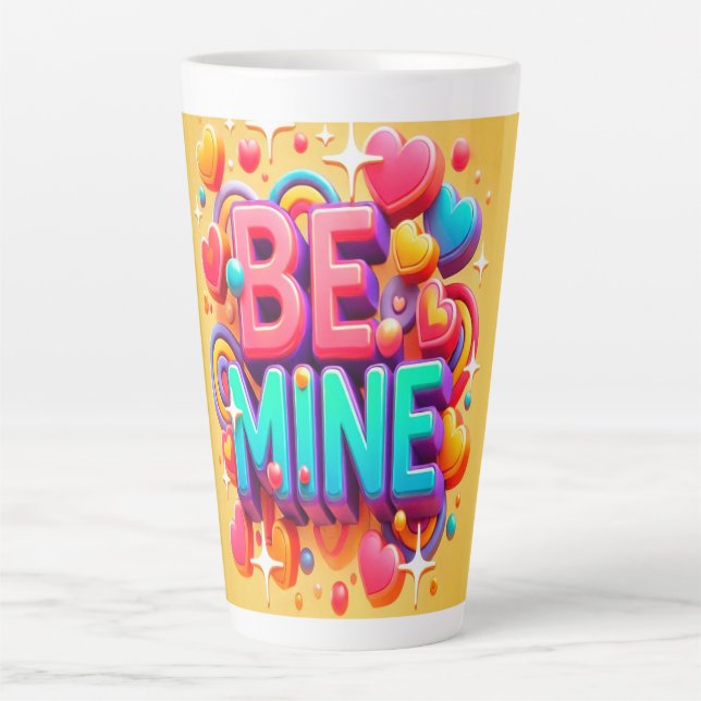 Taza De Café Latte Cute 3D Be mine Valentines day (Anverso)
