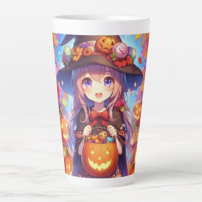 Taza De Café Latte Cute Anime Halloween Witch (Anverso)