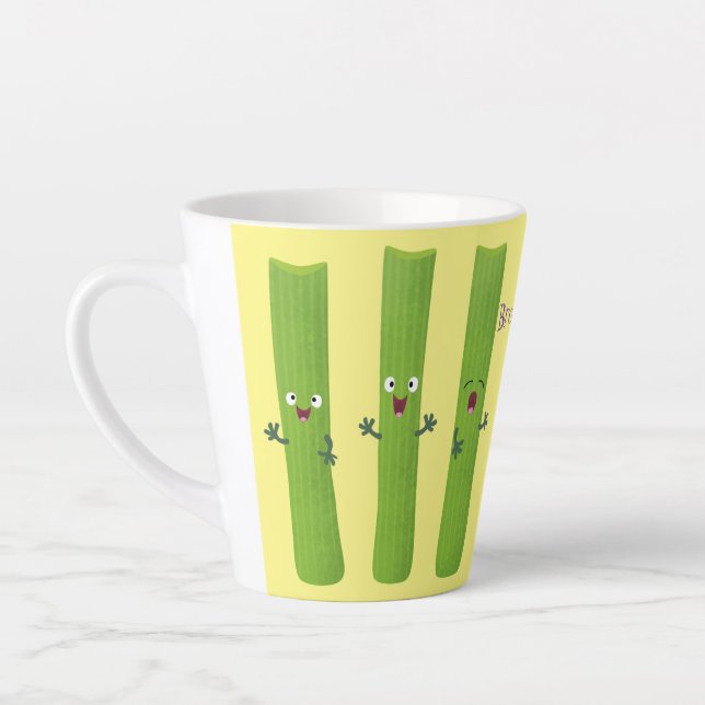 Taza De Café Latte Cute apio palitos trio verduras personalizados (Izquierda)