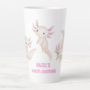 Taza De Café Latte Cute Axolotl de Acuarela Preguntas Personalizado N