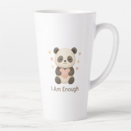 Taza De Café Latte Cute Bear with Pink Heart — I Am Enough mug