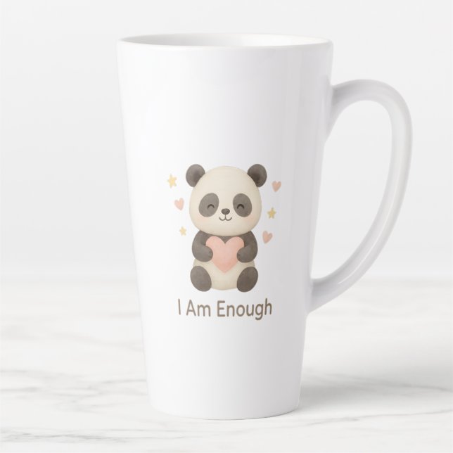 Taza De Café Latte Cute Bear with Pink Heart — I Am Enough mug (Derecha)