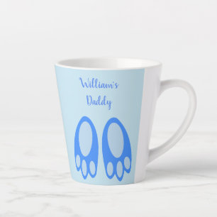 Taza De Café Latte Cute Blue Baby Boy Bunny Pies de Pascua Personaliz
