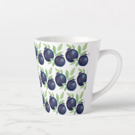 Taza De Café Latte Cute Blueberries Watercolour Art de la mano