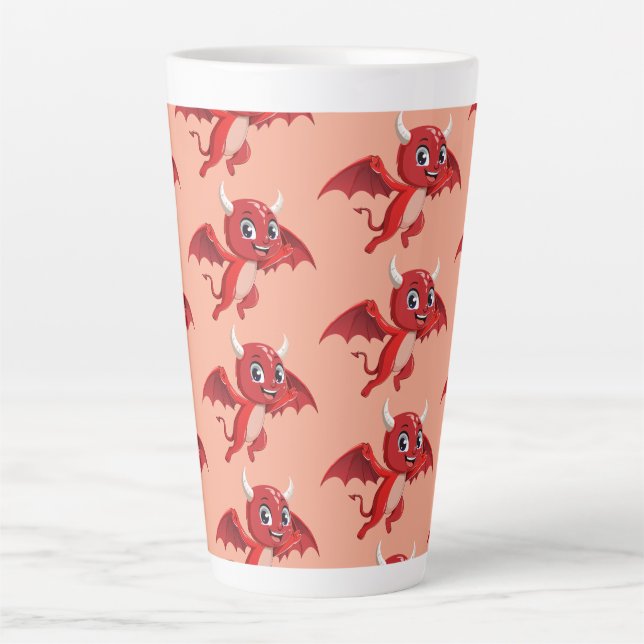 Taza De Café Latte Cute cartoon flying devil (Anverso)