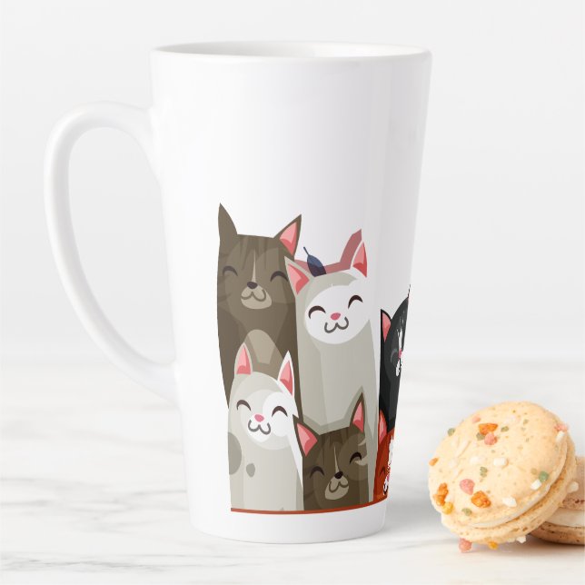 Taza De Café Latte Cute Cats Latte Mug (In situ)
