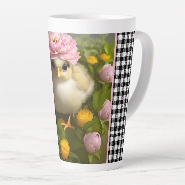 Taza De Café Latte Cute chicks y flores primavera (Ángulo derecho)