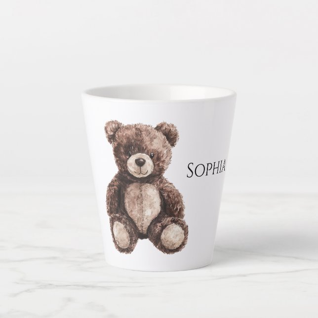 Taza De Café Latte Cute Chocolate Brown Teddy Bear (Anverso)