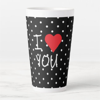 Taza De Café Latte Cute Clásico Polka Blanco Negro Punto Amor Corazón