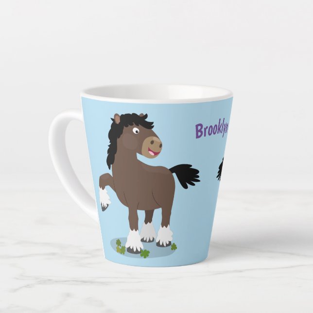 Taza De Café Latte Cute Clydesdale personalizado de caballo ilustraci (Ángulo izquierdo)
