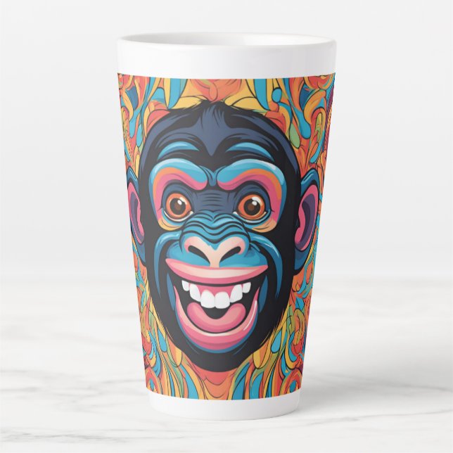 Taza De Café Latte Cute Crazy Funny Chimpanzee (Anverso)