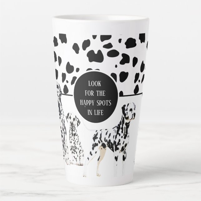 Taza De Café Latte Cute dálmata Black & White Happy Spots (Anverso)