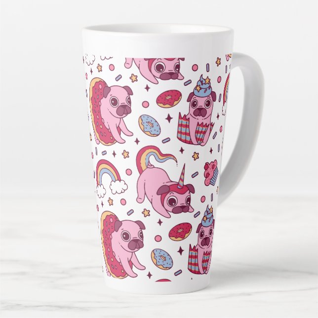 Taza De Café Latte Cute dog pattern for dog lovers (Ángulo derecho)