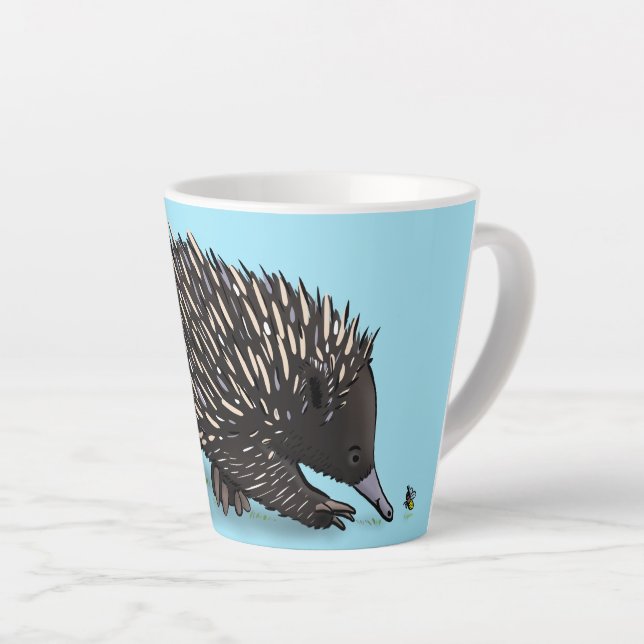 Taza De Café Latte Cute echidna con ilustracion de personalizado de a (Ángulo derecho)
