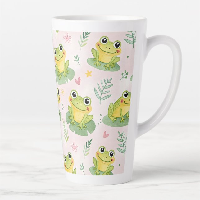 Taza De Café Latte Cute frogs Pattern (Derecha)